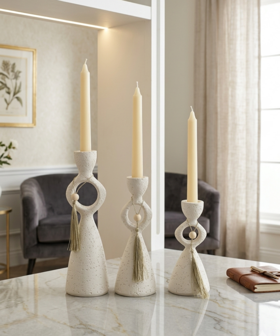 The Organic Ripple Candle Holder Set (3-Piece)