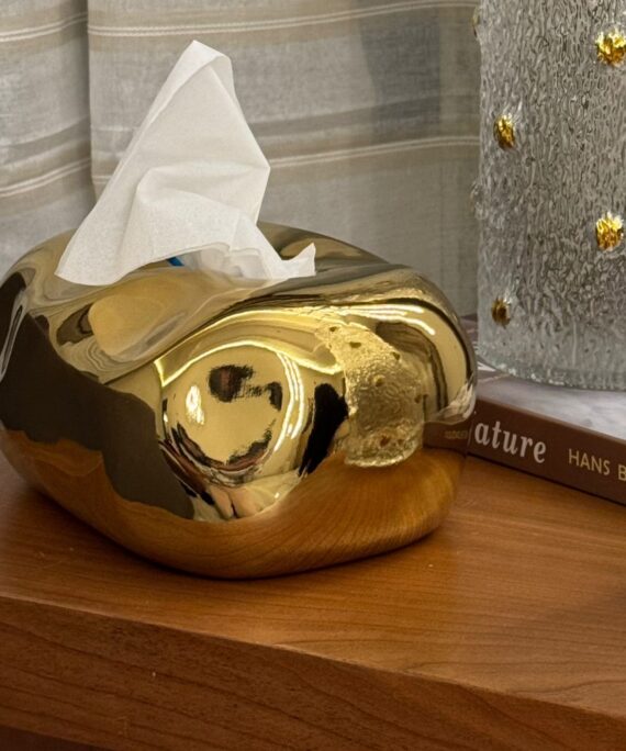 AURUM Ribbed Gold Tissue Box