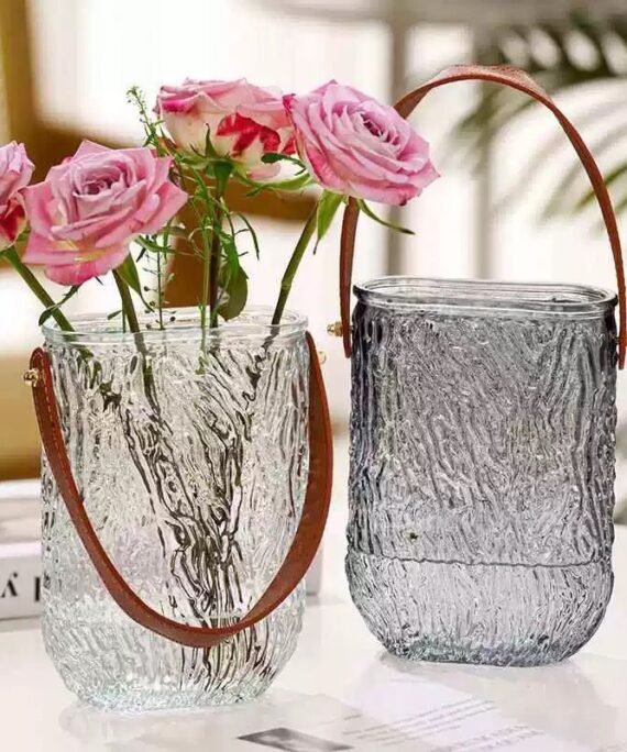 NOMAD Glass Vase – Leather Handle Edition