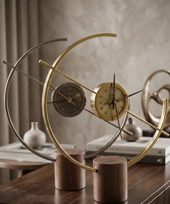 ORBIT Desk Clock – Wood & Metal Fusion
