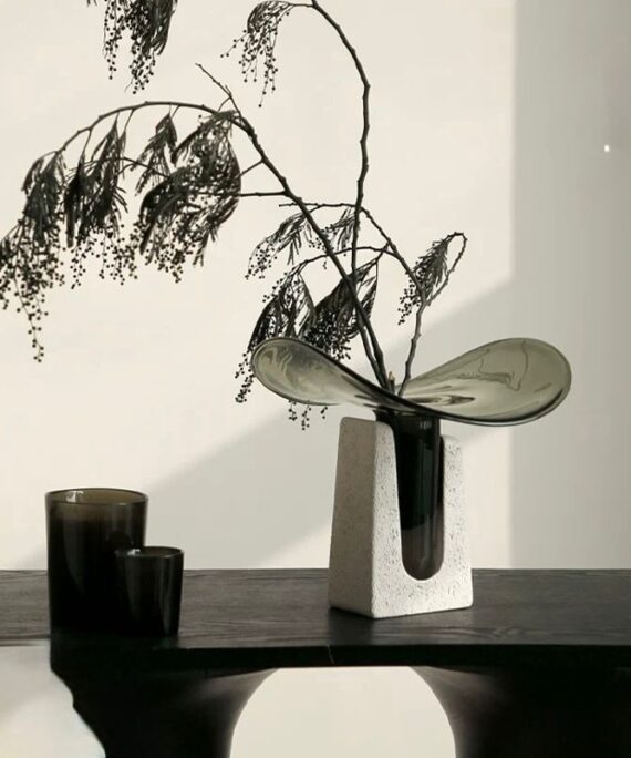 The Marble Glow | Glass & Marble Base Vase