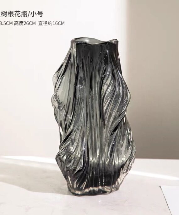 Obsidian & Emerald Sculpted Flame Vases