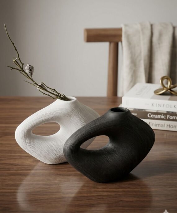 Sleek Obsidian Arch Vase