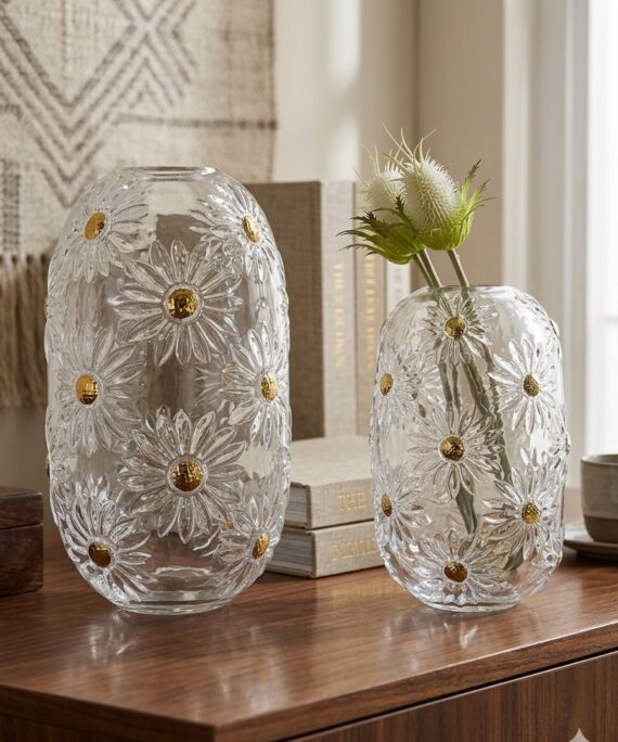 Gilded Daisy Glass Vases(SET)