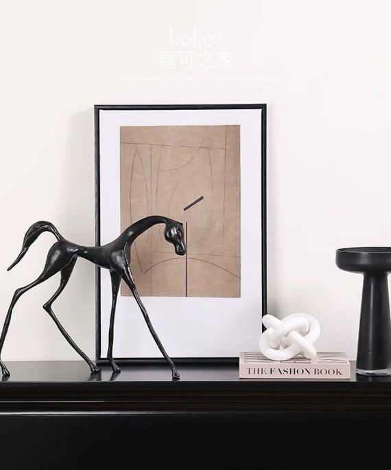 Geometric Seated Horse Sculpture