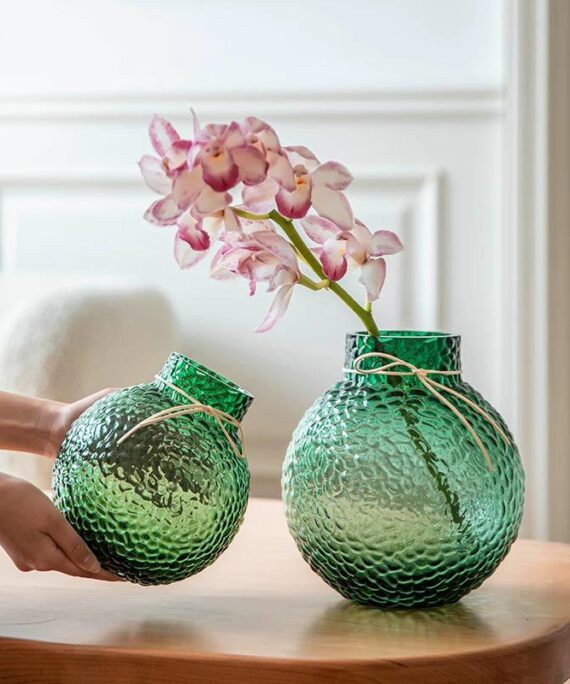 The Emerald Dew Glass Vase Set (2-Piece)