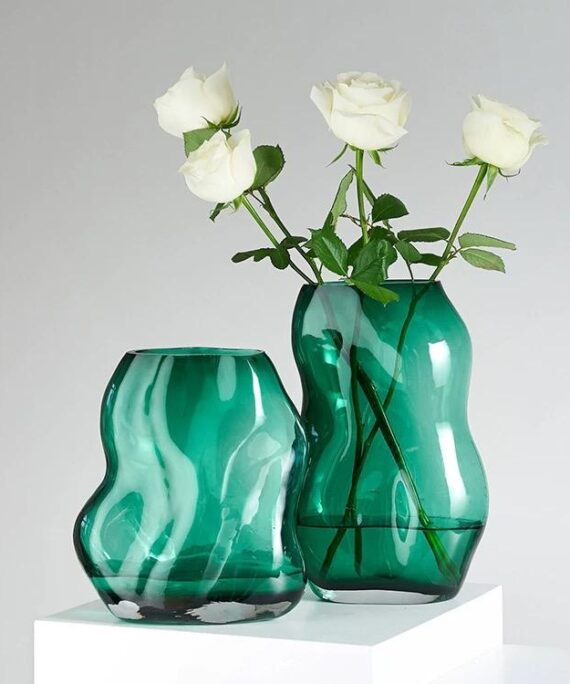 The Shadow Ribbed Glass Vase Set (2-Piece)