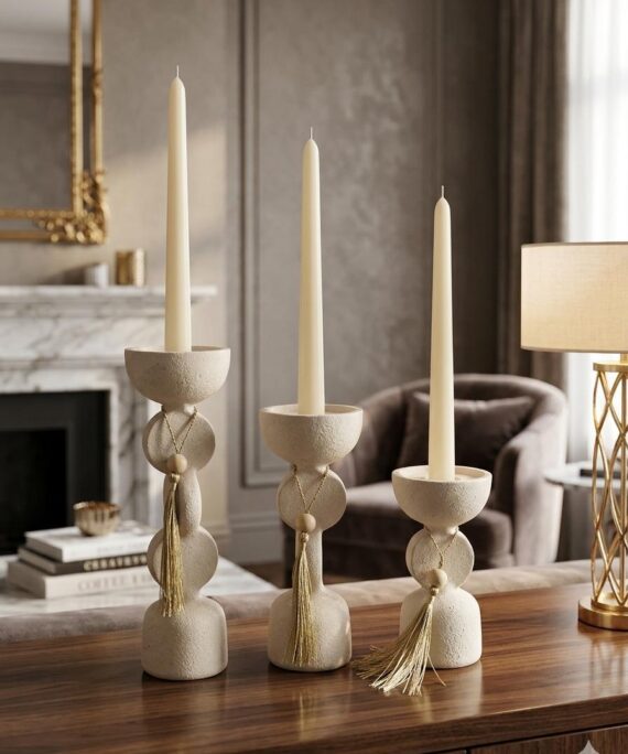 The Fluted Spool Candle Holder Set (3-Piece)