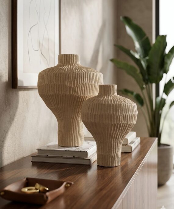 The Silhouette Ribbon Porcelain Vase Set (2-Piece)