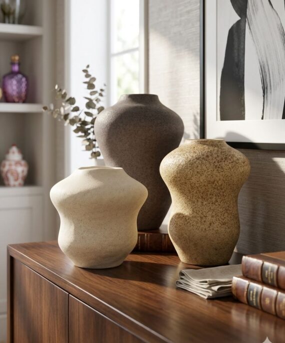 The Alabaster Curve Porcelain Vase Trio