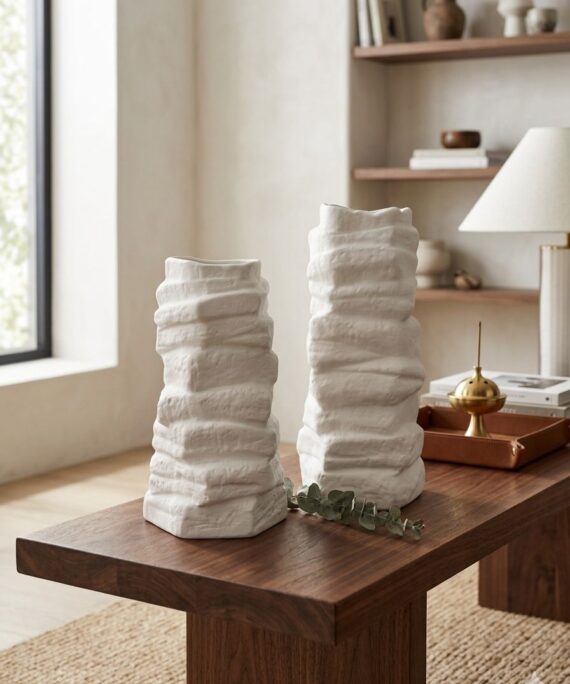 The Petal Leaf Porcelain Vase Set (2-Piece)