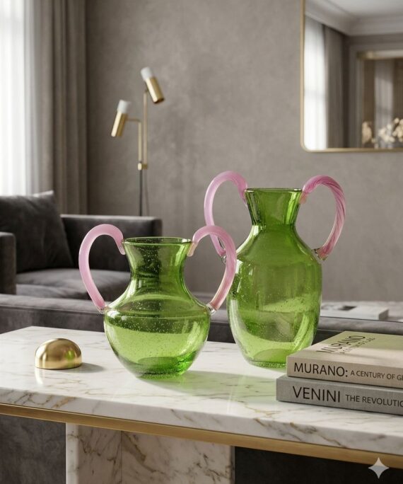 Flora Pink-Handled Glass Vase (Small / Large)