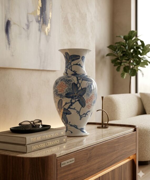The "Kyoto Bloom" Blue & Pink Porcelain Vase