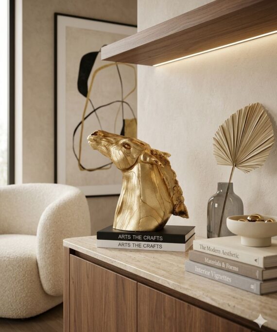 "Stallion" Polished Gold Abstract Bust
