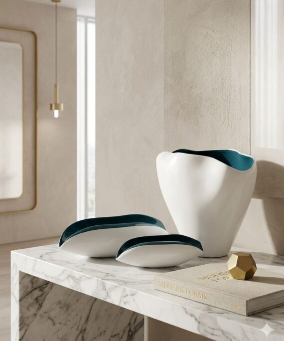 "Teal-Heart" Fluid Ceramic Display Collection