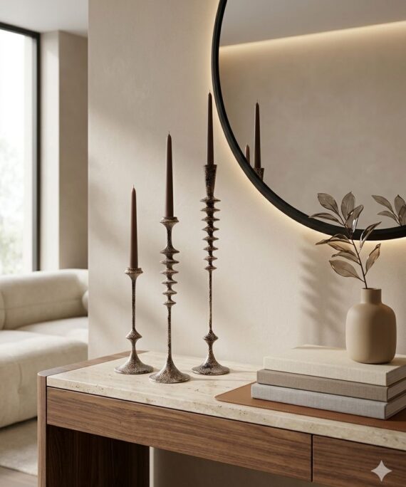 "Echo" Tiered Bronze Candlesticks