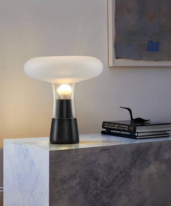 The "Marquis" Nero Marble & Glass Table Lamp