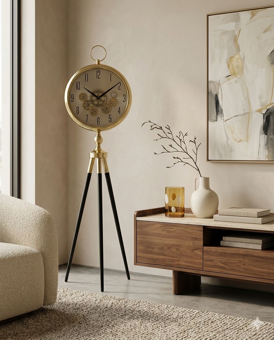 The "Chronos" Moving Gear Tripod Floor Clock