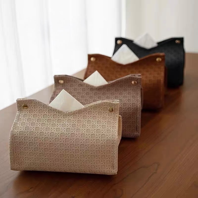 Premium Woven Leather Tissue Cover - Image 4