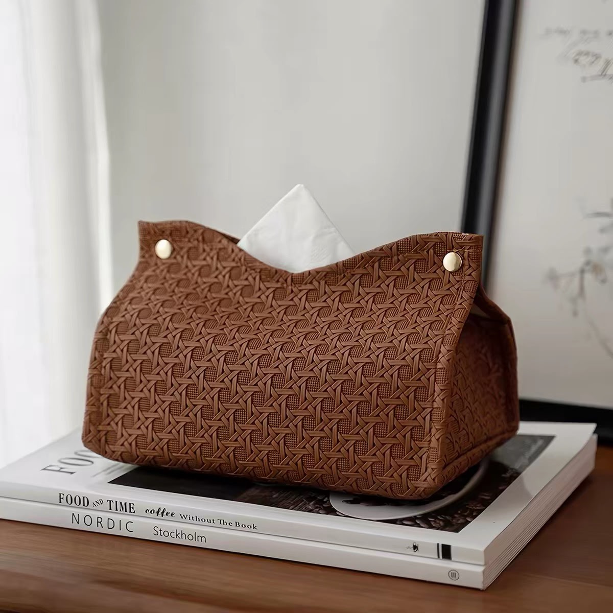 Premium Woven Leather Tissue Cover - Image 3