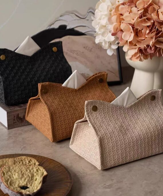 Premium Woven Leather Tissue Cover