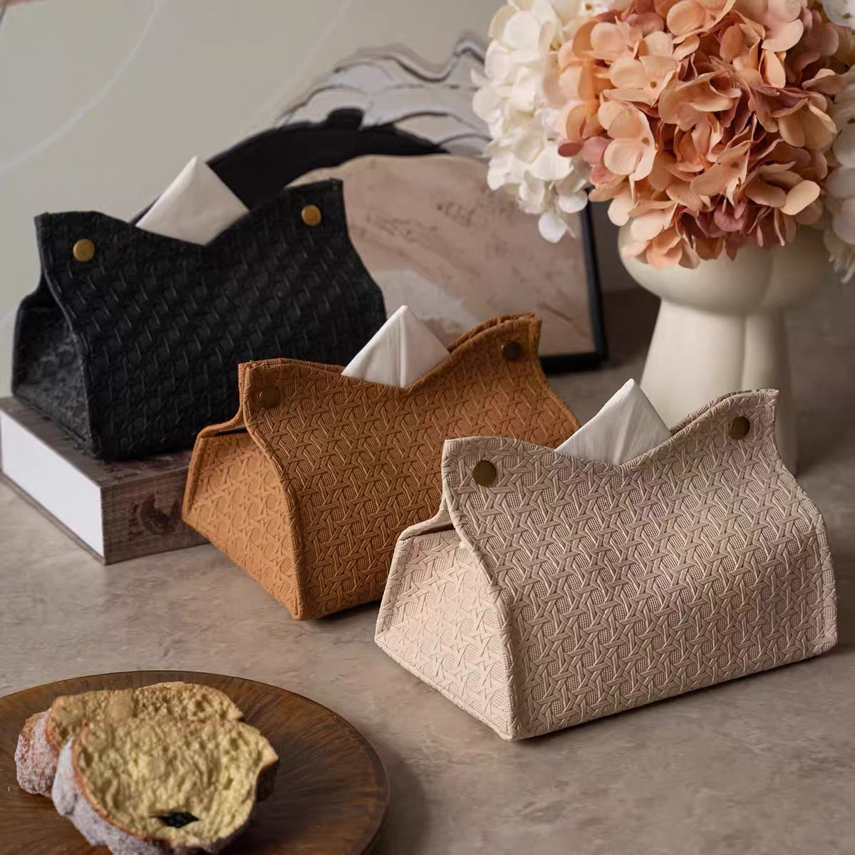 Premium Woven Leather Tissue Cover