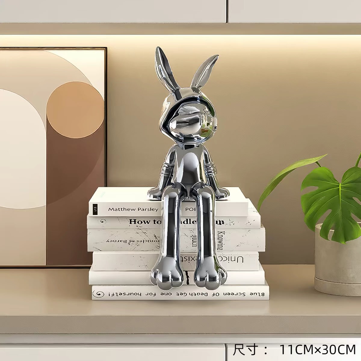 Modern Metallic Resin Edge-Sitting Rabbit - Image 3