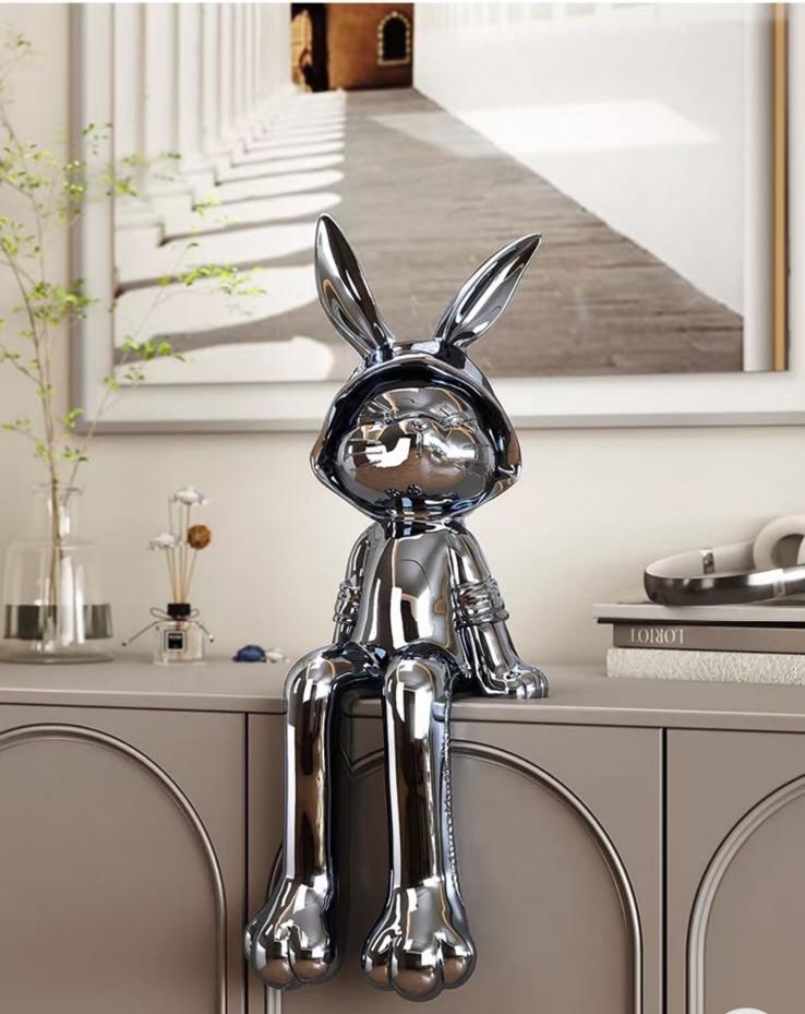 Modern Metallic Resin Edge-Sitting Rabbit