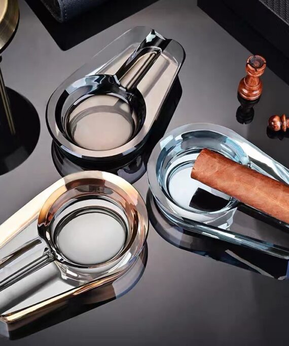 Modern Crystal Glass Cigar Ashtray