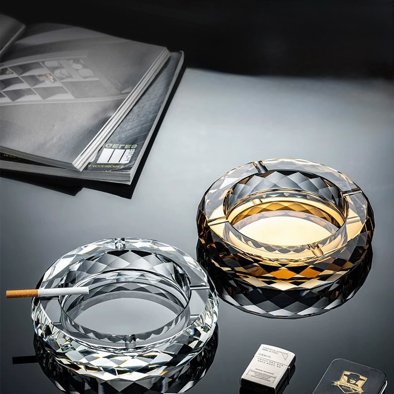 Faceted Crystal Glass Ashtray - Image 4
