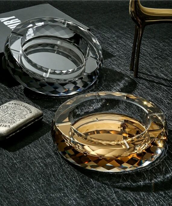 Faceted Crystal Glass Ashtray