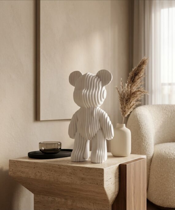 Architectural Ribbed Bear Sculpture