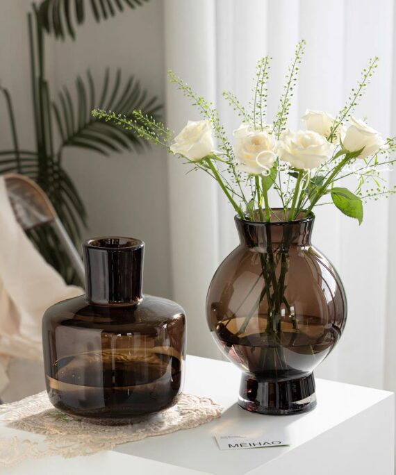 Artisan Amber Minimalist Glass Vase