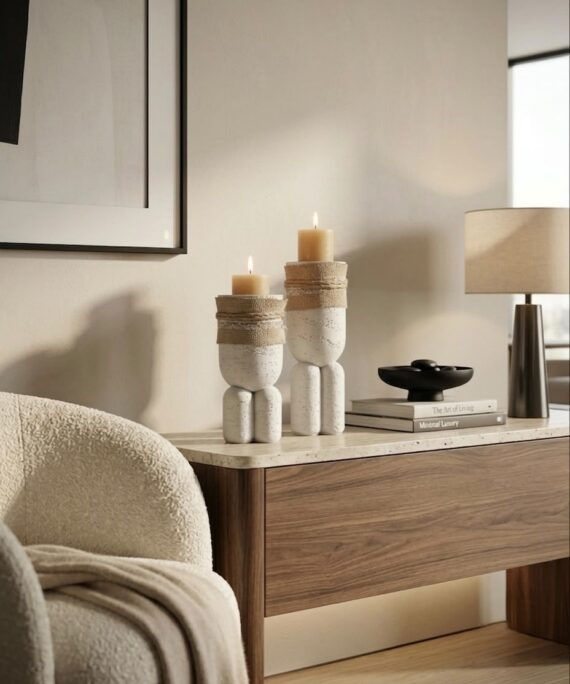livvi Sculptural Textured Candle Holder(SET OF 2 )