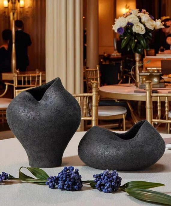 livvi Textured Black Organic Vase