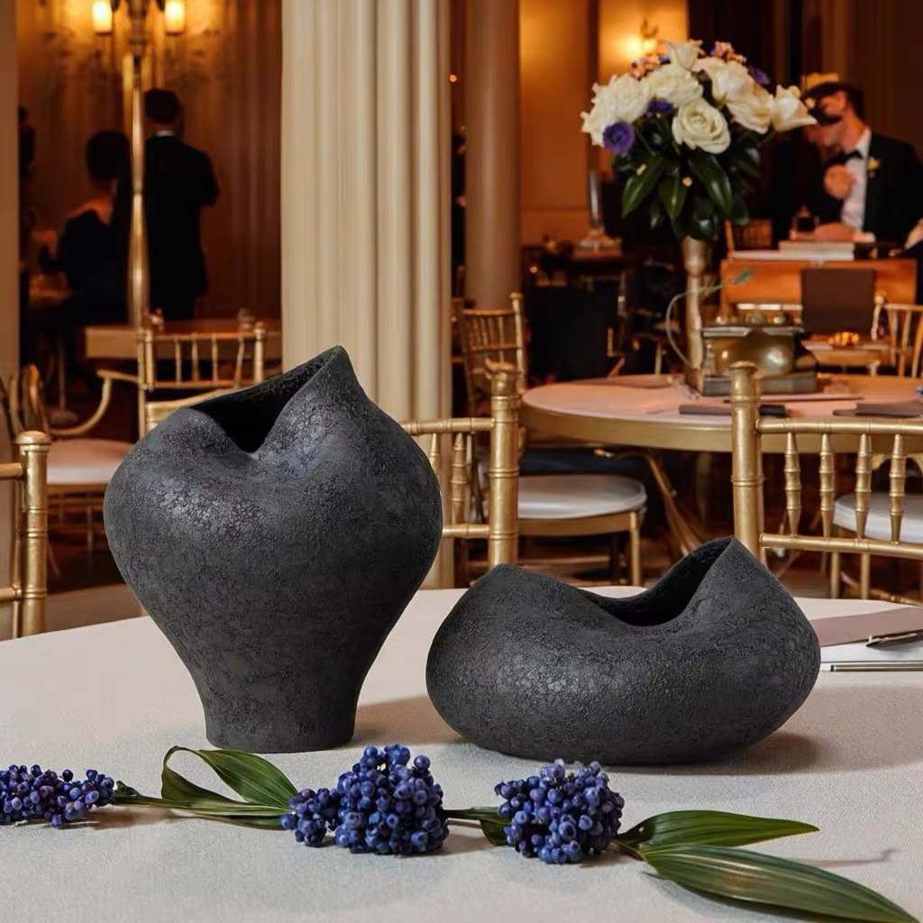 livvi Textured Black Organic Vase
