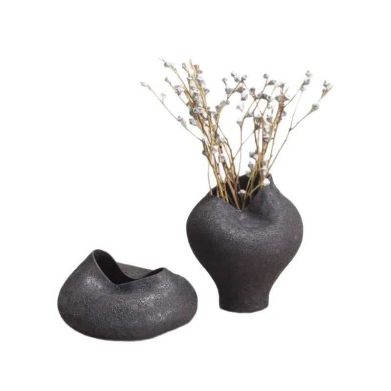 livvi Textured Black Organic Vase - Image 2