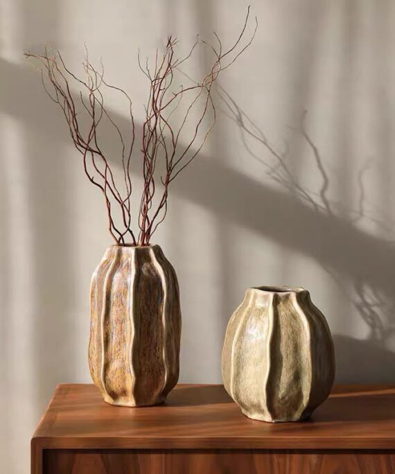 livvi Ribbed Ceramic Organic Vase