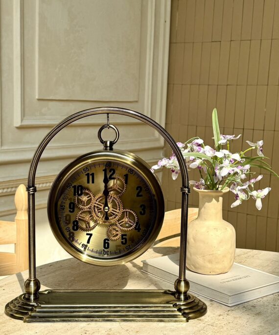 livvi Vintage Brass Gear Table Clock