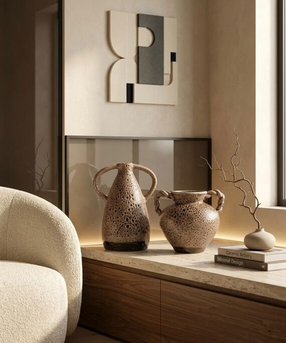 livvi Lava Glaze Double-Handle Ceramic Vase