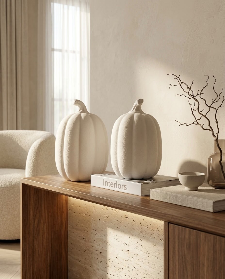 livvi Matte Resin Pumpkin Decorative Sculpture