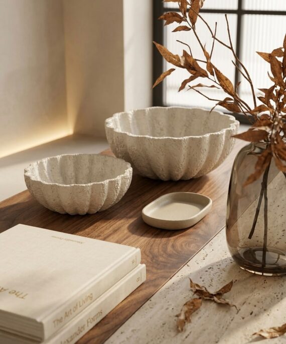 livvi Fluted Stone Decorative Bowl