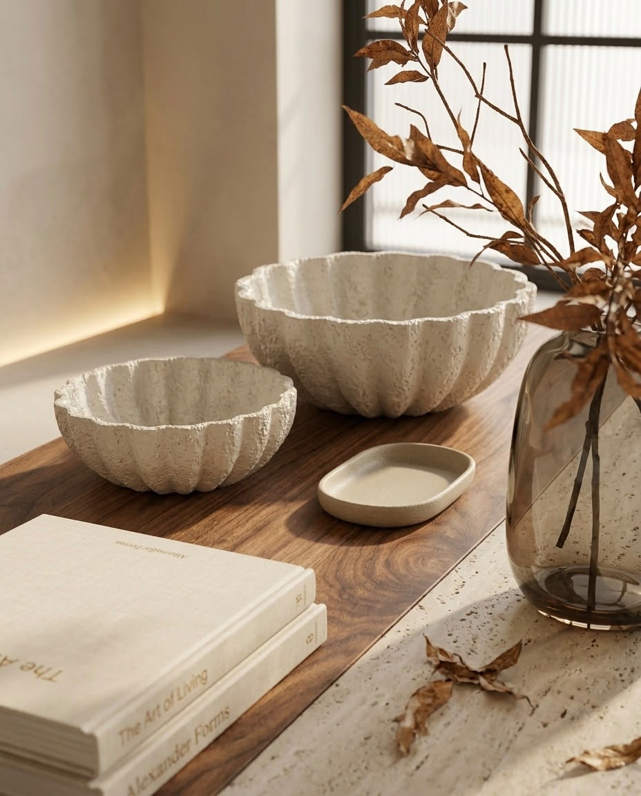 livvi Fluted Stone Decorative Bowl