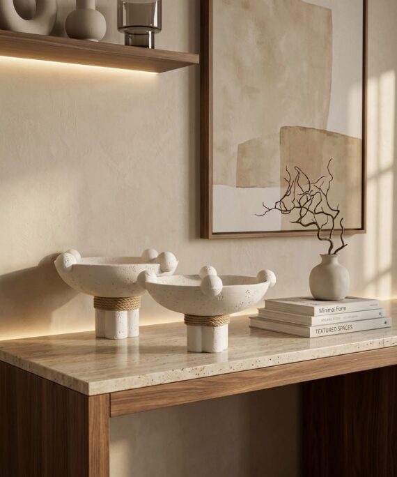 livvi Sculptural Pedestal Bowl with Jute Collar