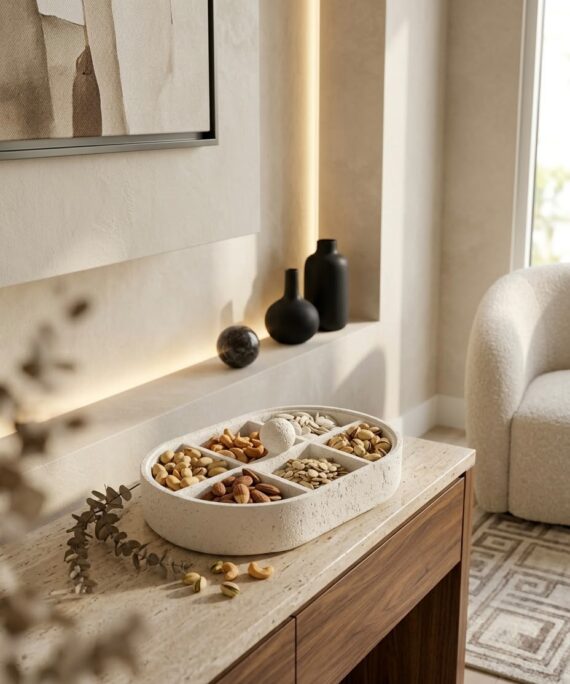 livvi Concrete Sphere-Accent Compartment Tray