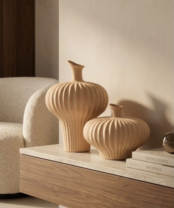 livvi Ribbed Terracotta Ceramic Vase (SET OF 2)
