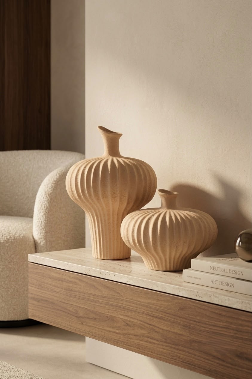livvi Ribbed Terracotta Ceramic Vase (SET OF 2)