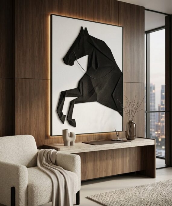 livvi Geometric Horse Textured 3D Wall Art