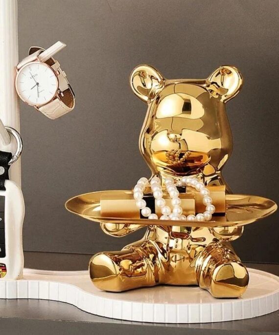 livvi Electroplated Bear Storage Tray Figurine