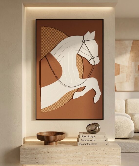 livvi Geometric Horse Embossed Framed Wall Art